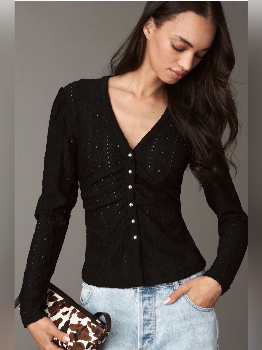 Anthropologie Maeve Textured Eyelet Top